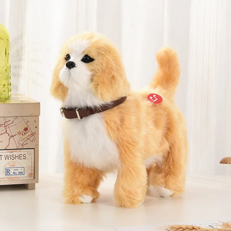 Simulation Electric Pet Dog Toy - Voice Control, Walking & Nodding Plush Robot with Music for Kids