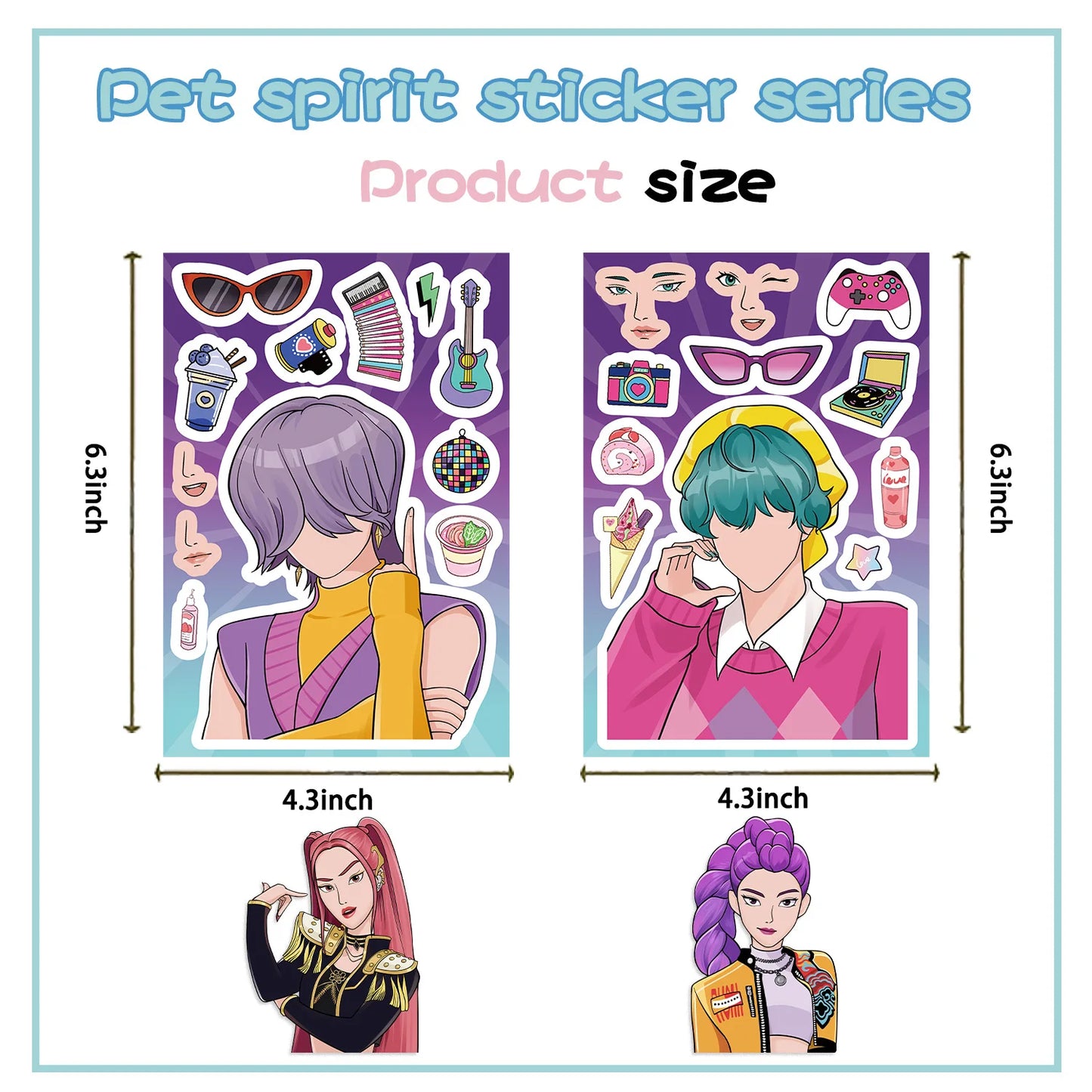 8/16/24PCS Cartoon K-POP Toy Puzzle Stickers — DIY Face Stickers, Handicraft & Stationery Waterproof Stickers