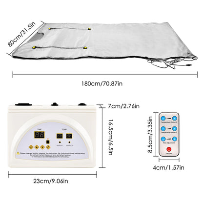 Professional Infrared Sauna Blanket – Slimming Heating Blanket with Zipper Design for Weight Loss & Detox, 180x80cm Home Spa