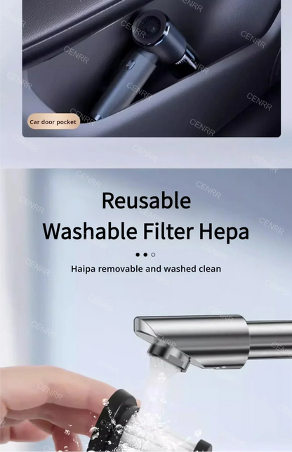 CENRR 210000PA Mini Wireless Car Vacuum Cleaner – Powerful Handheld Portable Cleaning Machine