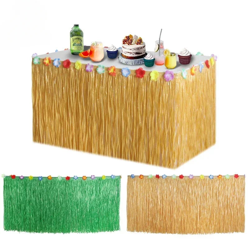Vibrant Tropical Hawaiian Table Skirt - Reusable Luau Party & Summer Event Decor