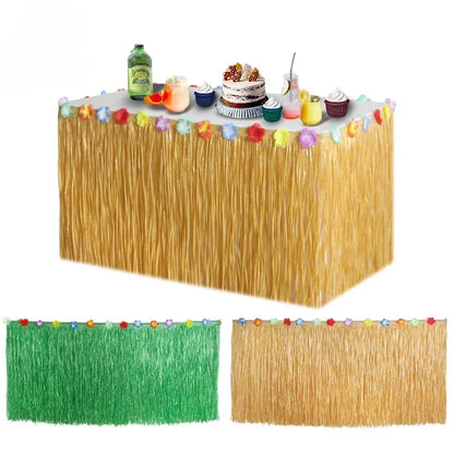 Vibrant Tropical Hawaiian Table Skirt - Reusable Luau Party & Summer Event Decor
