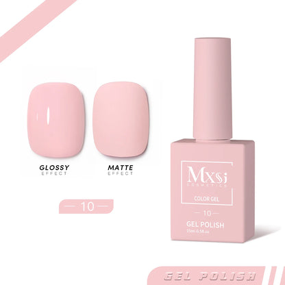 Mxsi 15ml Gel Nail Polish - Neon Brown, Royal Blue, Red, Green & Nude UV Gel Lacquer Colors for Nail Art