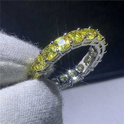 925 Sterling Silver Eternity Band Ring - CZ Diamond Promise Engagement Wedding Jewelry for Women & Men