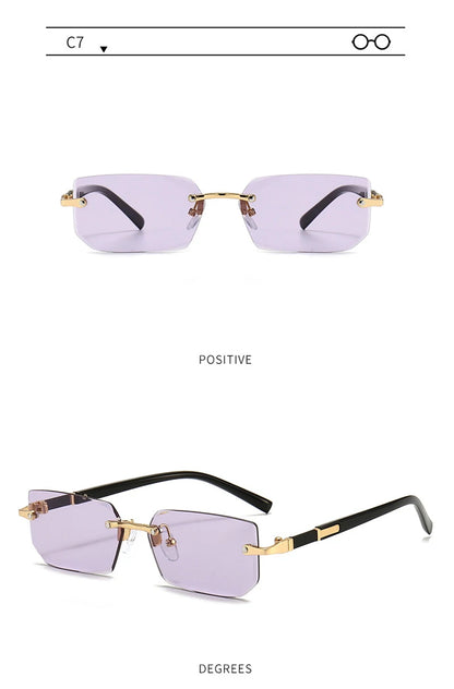 Fashion Rimless Sunglasses – Classic Small Square Frameless Shades for Men & Women, Summer Travel Eyewear