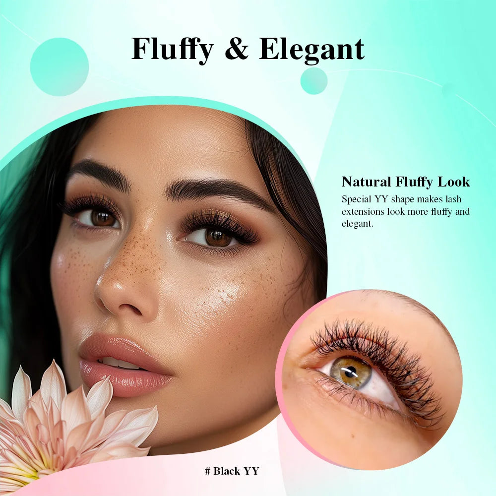 NAGARAKU YY-Shape Eyelash Extensions – Double & Triple Split Tips, Interlaced Root Lashes