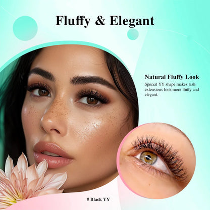 NAGARAKU YY-Shape Eyelash Extensions – Double & Triple Split Tips, Interlaced Root Lashes
