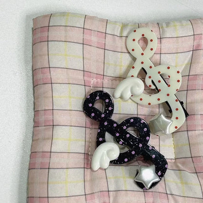Kawaii Y2K Hair Clips Set – Musical Note, Resin Wings & Star Hair Accessories for Girls