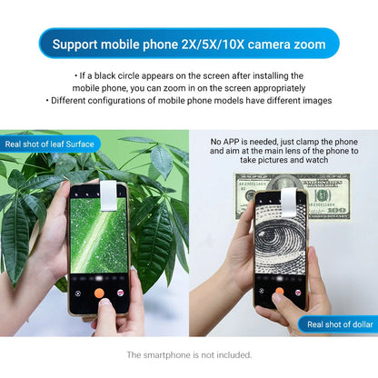 100X/200X Microscope Phone Lens with Clip – Magnifier for Plants, Insects, Hair, Skin, Jewelry & Jade Inspection