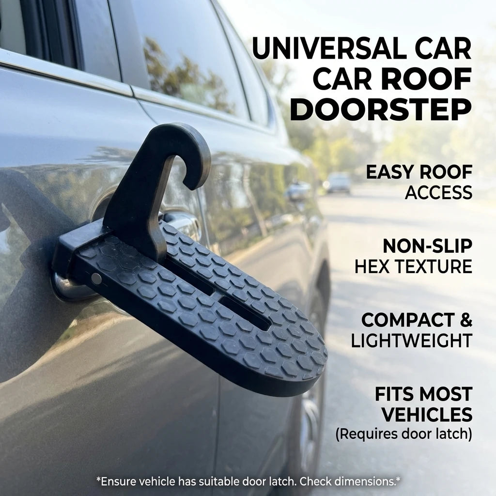 Foldable Car Door Step - Universal Roof Rack Accessory with Latch Hook for Safe Roof Access and Vehicle Maintenance