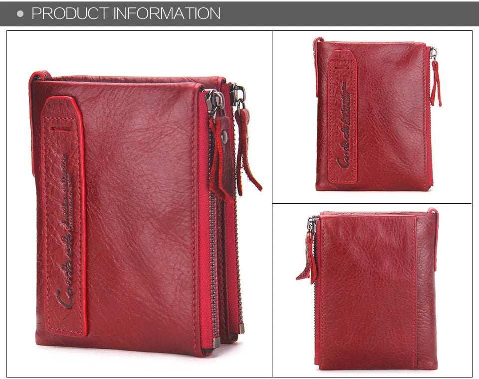 CONTACT'S Genuine Leather Short Wallet for Women — Luxury Designer Card & Coin Holder, Mini Money Clip Wallet with Free Shipping