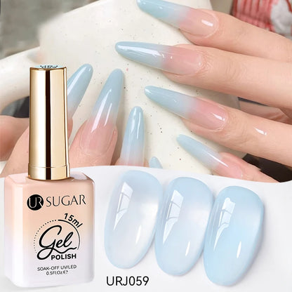 UR SUGAR 15ml Jelly Milky White Gel Polish – Translucent UV Soak Off Nail Art Varnish Semi-Permanent Fashion Nail Color