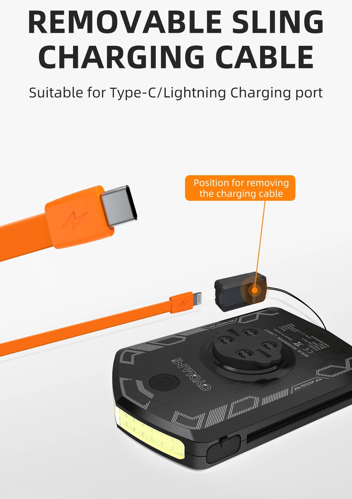 CYCLAMI RVL01 Bicycle Front Light – IPX6 Waterproof, Type-C Charging Cycling Headlight for XOSS IGS Computer