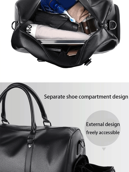 Retro Short Trip Bag – Large Capacity PU Waterproof Sports & Fitness Motorcycle Leisure Bag