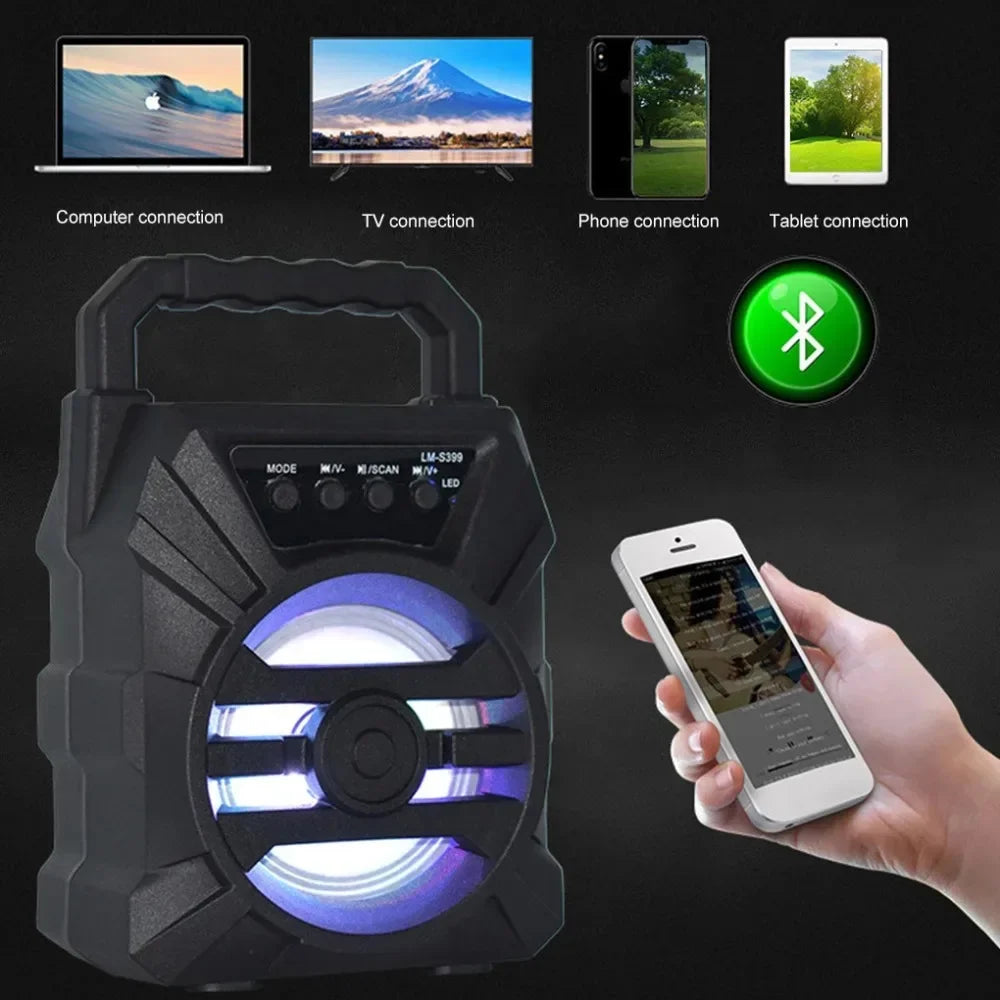 500mAh Bluetooth Speaker – High-Power Sound Box with TF/U-Disk, Karaoke & Handheld Subwoofer for Dancing