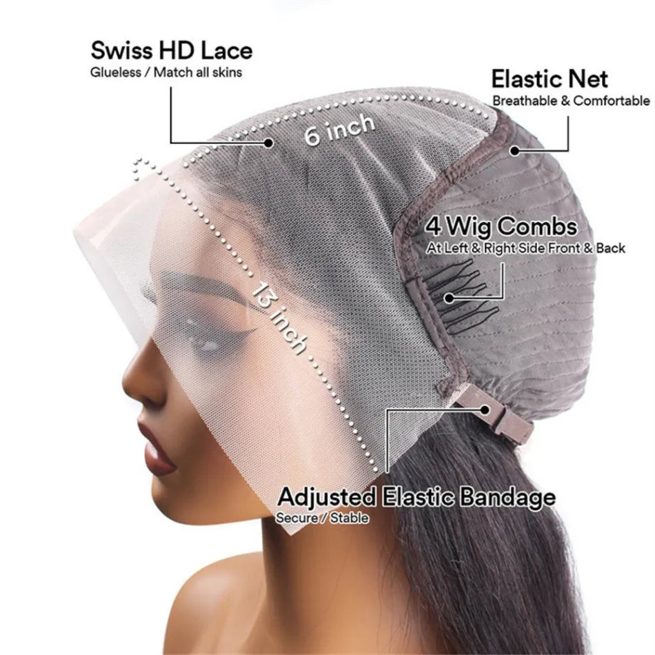 Bob Wigs 13x6 Lace Front Human Hair — 220 Density Short Straight Brazilian Closure HD Transparent Lace Frontal for Women