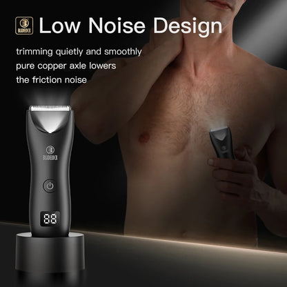 Professional Groin & Body Hair Trimmer – Rechargeable Ceramic Ball Shaver for Men, Body Grooming & Bikini Epilator