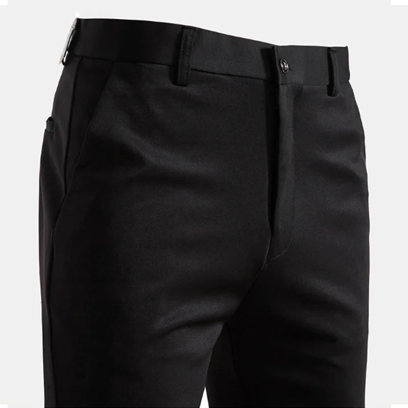 Men's Summer Fashion Suit Pants – Thin Business Casual Elastic Straight Leg Formal Trousers | Plus Size 28-42
