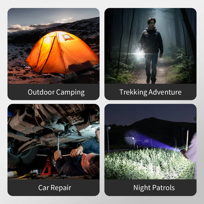 Warsun Powerful LED Flashlight – Rechargeable Magnet Torch with 8 Modes, Portable Lantern for Camping & Hiking