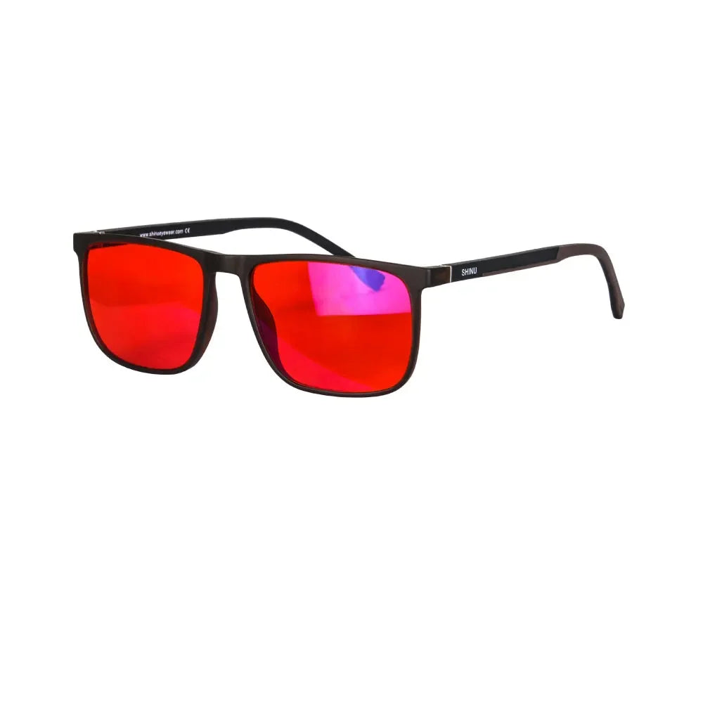 SHINU Blue Light Blocking Glasses – Red Lens Anti-Glare Eyewear for Men to Reduce Eye Strain