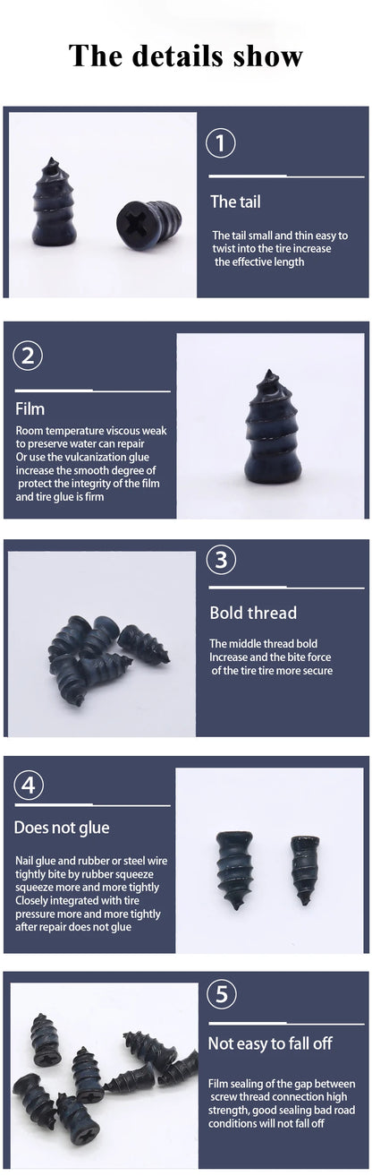 10/30PCS Car & Motorcycle Tyre Repair Nail Set – Universal Rubber Puncture Repair Tool for Truck, Scooter & Bike Tires