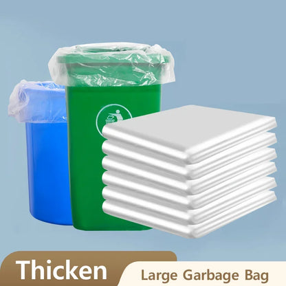 50PCS White Large Plastic Garbage Bags – Thickened Transparent Disposable Storage Bags for Bedding & Household Use