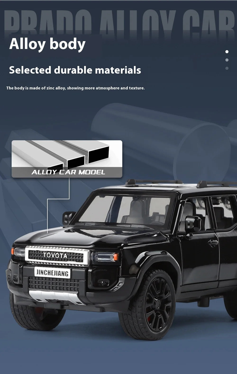 1:32 Toyota Prado Land Cruiser Alloy Diecast Model Car – Off-Road Toy for Kids & Collectible Gift