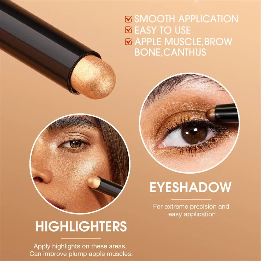 Waterproof Pearlescent Eyeshadow Pencil – 8 Colors, Glitter Shimmer Eye Shadow & Highlighter Pen for Long-Lasting Eye Makeup