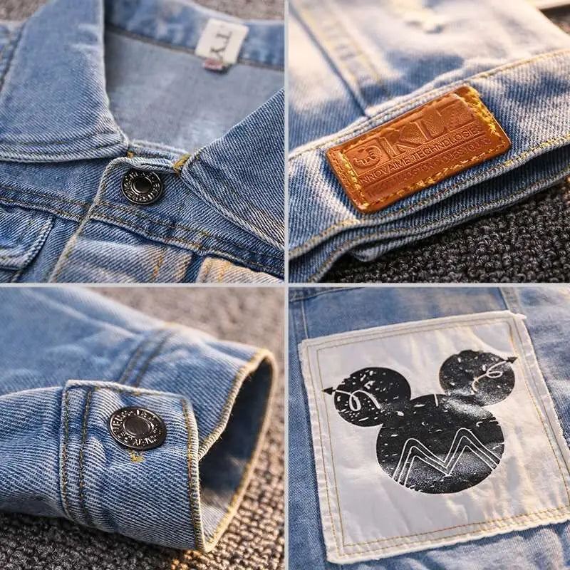 Mickey Denim Jacket for Kids – Cartoon Jean Coat for Boys & Girls, Stylish Autumn Outerwear