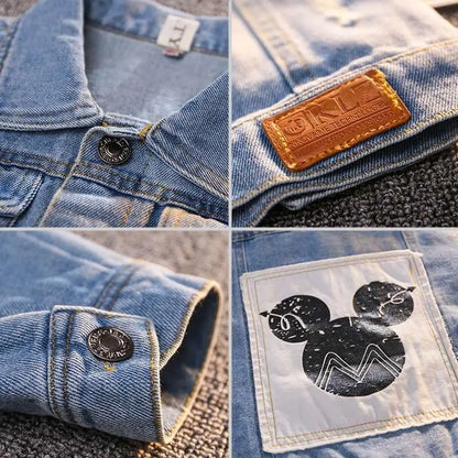 Mickey Denim Jacket for Kids – Cartoon Jean Coat for Boys & Girls, Stylish Autumn Outerwear