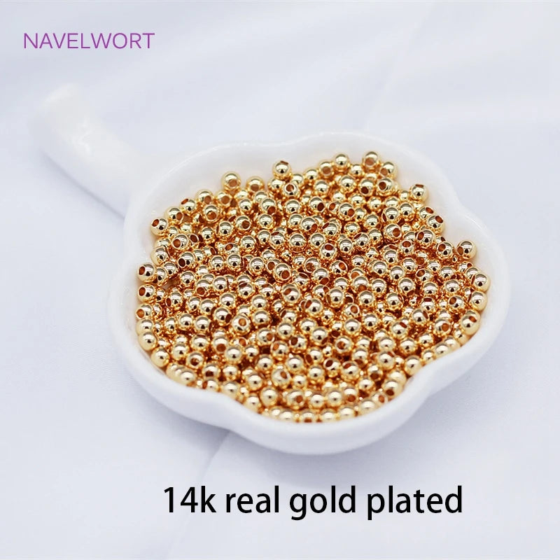 Gold Plated Spacer Beads - 2mm-6mm Round Jewelry Making Supplies for DIY Beaded Accessories