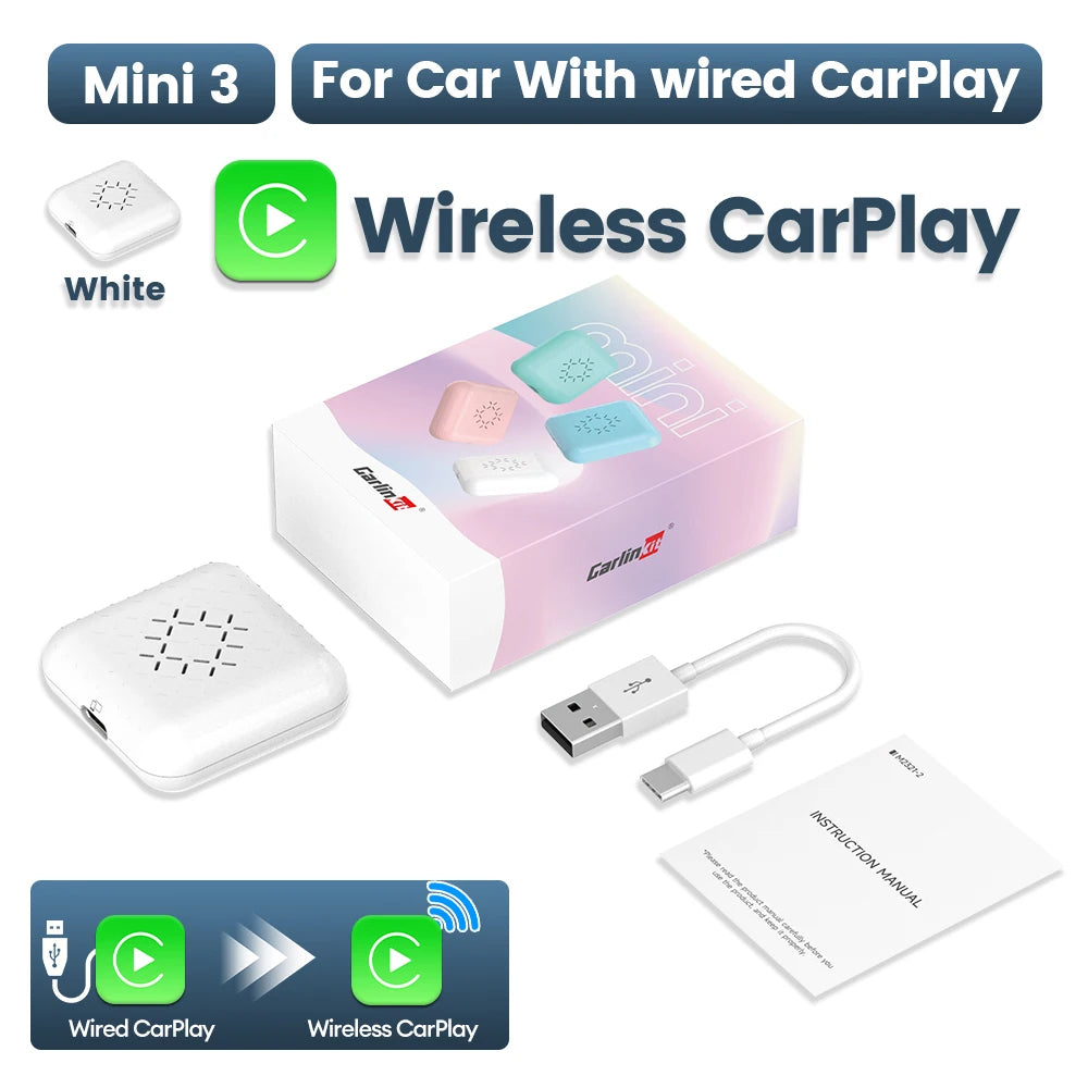 2026 CarlinKit Mini Wireless CarPlay Adapter – Smart Wired to Wireless CarPlay Dongle with WiFi & Bluetooth Auto Connect Car System Upgrade
