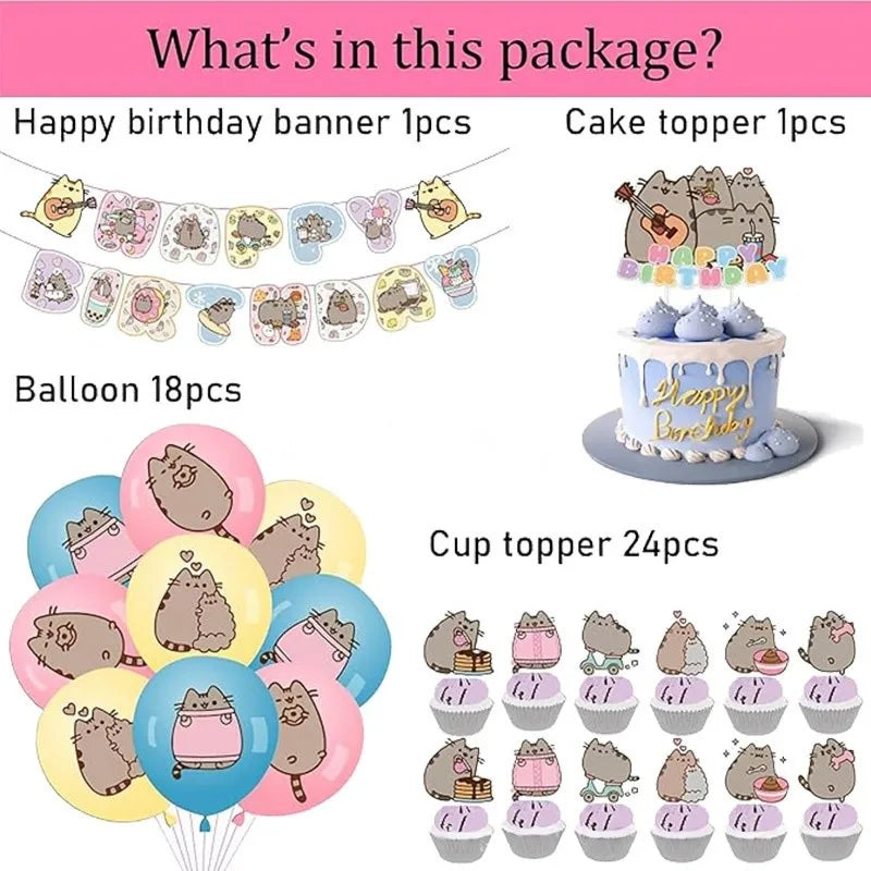 Pusheen Birthday Party Decorations - DIY Balloons, Cake Toppers, Backdrops, and Baby Shower Party Supplies
