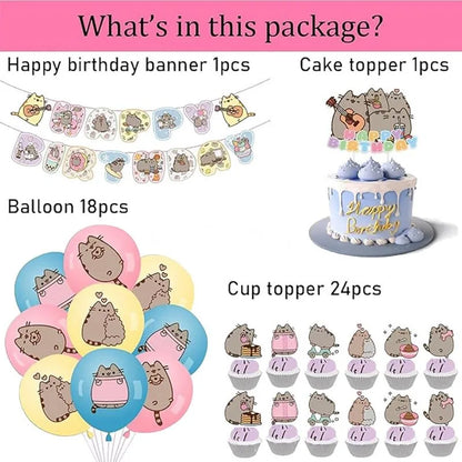 Pusheen Birthday Party Decorations - DIY Balloons, Cake Toppers, Backdrops, and Baby Shower Party Supplies