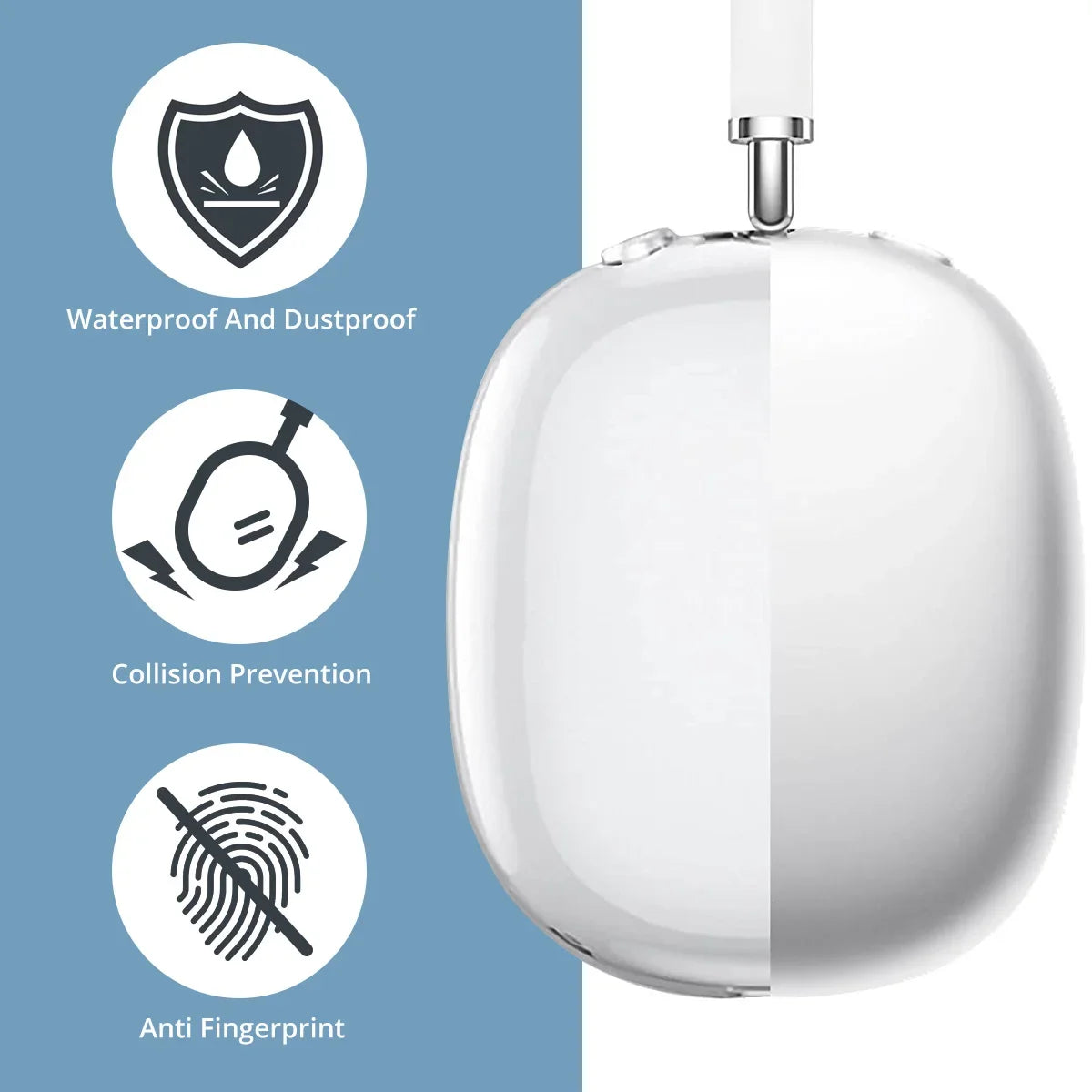 AirPods Max Transparent TPU Case - Soft Anti-Scratch Protective Headphone Cover
