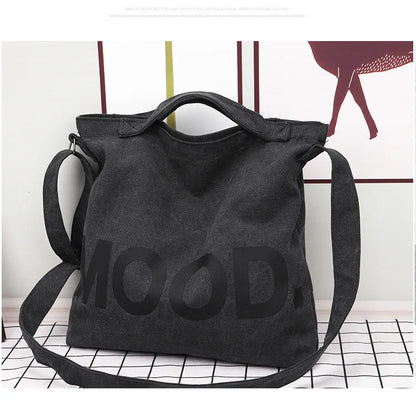 Women’s Tote Bag – Casual Canvas, Large Capacity Designer Handbag, Letters Shoulder & Crossbody Luxury Big Shopper Bag