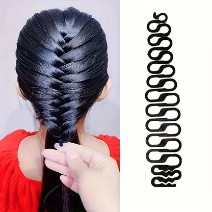 3-Piece Fishbone Weaving Tool Set – Easy Magic Curls & Braids Styling Accessories for Elegant Ponytails