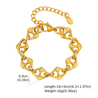 Women’s Chunky Gold Toggle Chain Bracelet – Stainless Steel OT Buckle Link Bracelet, Tarnish-Free Bold Fashion Jewelry