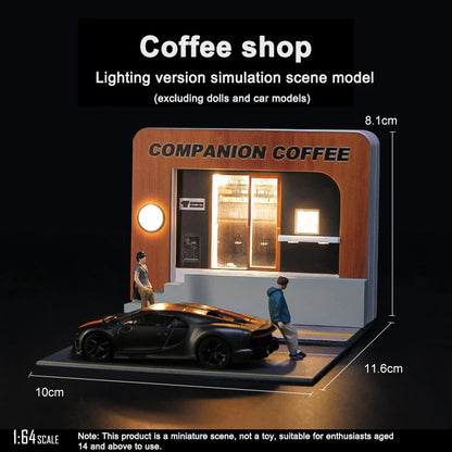 1/64 Scale Tavern Restaurant Model Scene with Lamp – Miniature Simulation Diorama Display Decor (No Figures or Cars)