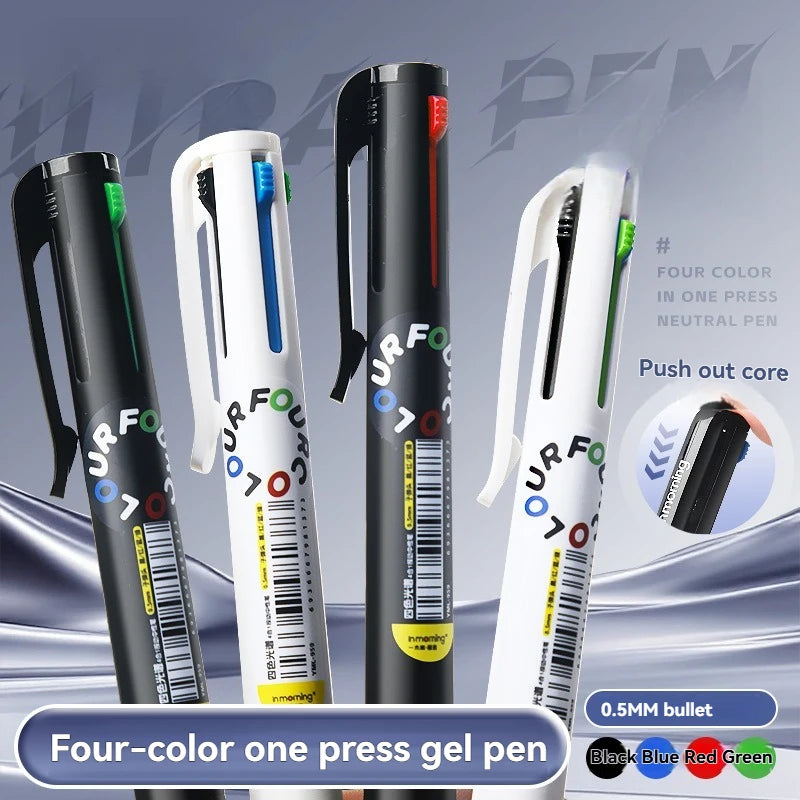 4-in-1 Four-Color Gel Pen - Multifunctional Memory Pen for Note-Taking & Everyday Writing