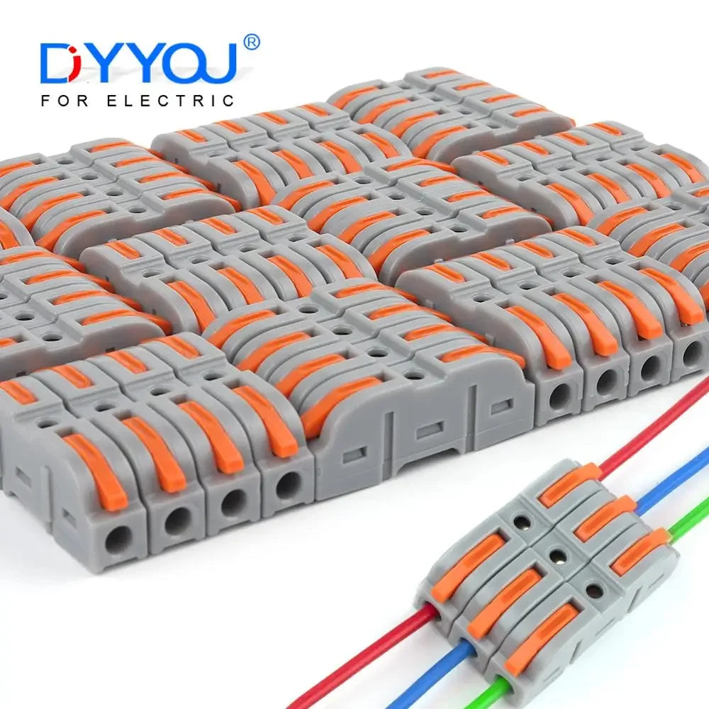 34/50PCS Lever Wire Connectors – Quick Connection for 28-12 AWG, 1-to-1 In-Line Insulated Splice Terminals