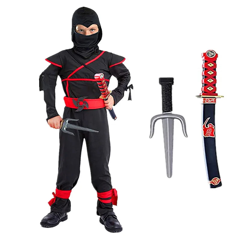 Black Ninja Costume Anime Ninja Toy Set - Samurai Mask Children's Holiday Gift Outfit