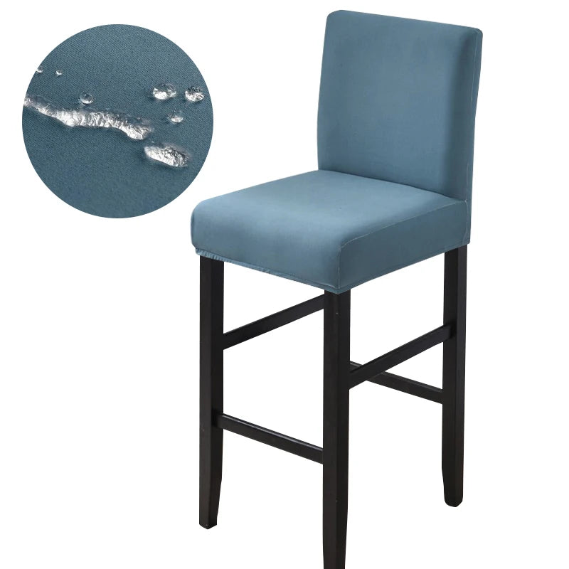 Waterproof Bar Stool Covers - Stretch Short Back Chair Protector Covers for Kitchen Dining Room Cafe Counter Height Seats