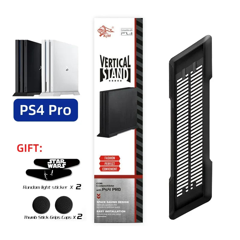 DATA FROG Non-Slip Vertical Stand — Cooling Bracket & Dock Holder for PS4, PS4 Slim, PS4 Pro