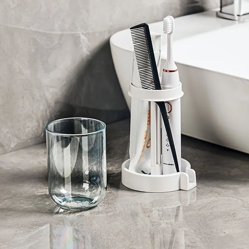 Multifunctional Plastic Toothbrush & Toothpaste Holder – Dustproof, Drainage Design for Home Use