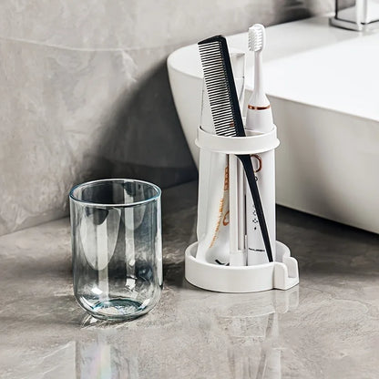 Multifunctional Plastic Toothbrush & Toothpaste Holder – Dustproof, Drainage Design for Home Use