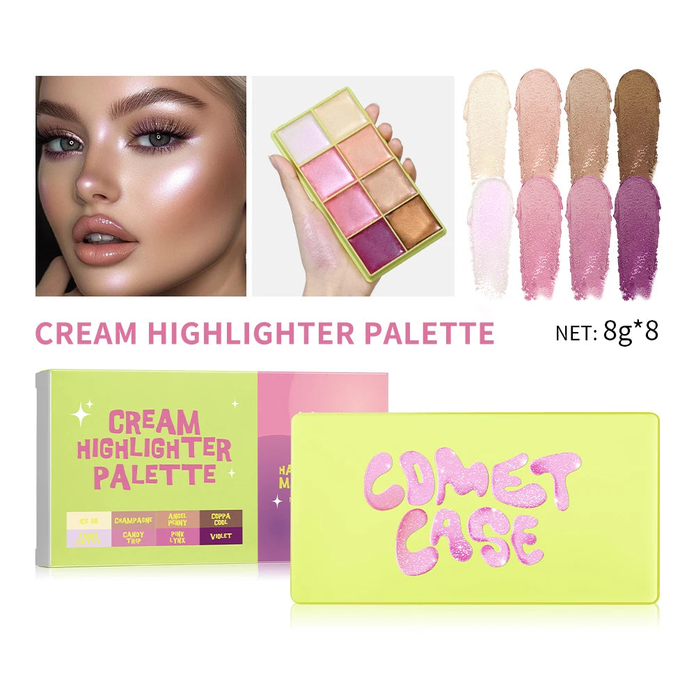 Curve Case Cream Makeup Palette - Eyebrow, Blush & Highlighter with Matte and Shimmer Finishes
