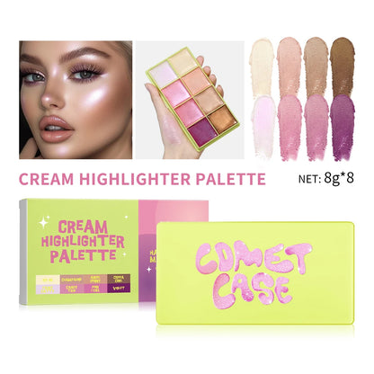 Curve Case Cream Makeup Palette - Eyebrow, Blush & Highlighter with Matte and Shimmer Finishes