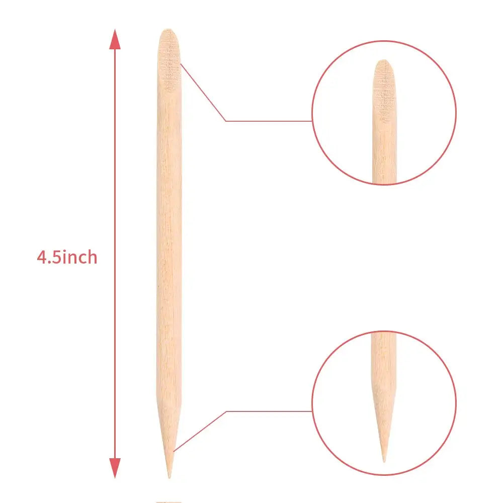 100/500PCS Nail Orange Wood Sticks - Double Head Cuticle Pusher & Remover for Manicure, Pedicure, and Rhinestone Picking