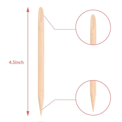 100/500PCS Nail Orange Wood Sticks - Double Head Cuticle Pusher & Remover for Manicure, Pedicure, and Rhinestone Picking